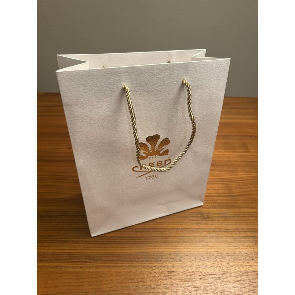 CREED Aventus Paper Gift Bag, White Gold, 12in x 10in x 4in